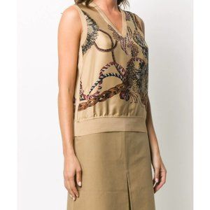 NWT Salvatore Ferragamo printed sleeveless Silk top XL